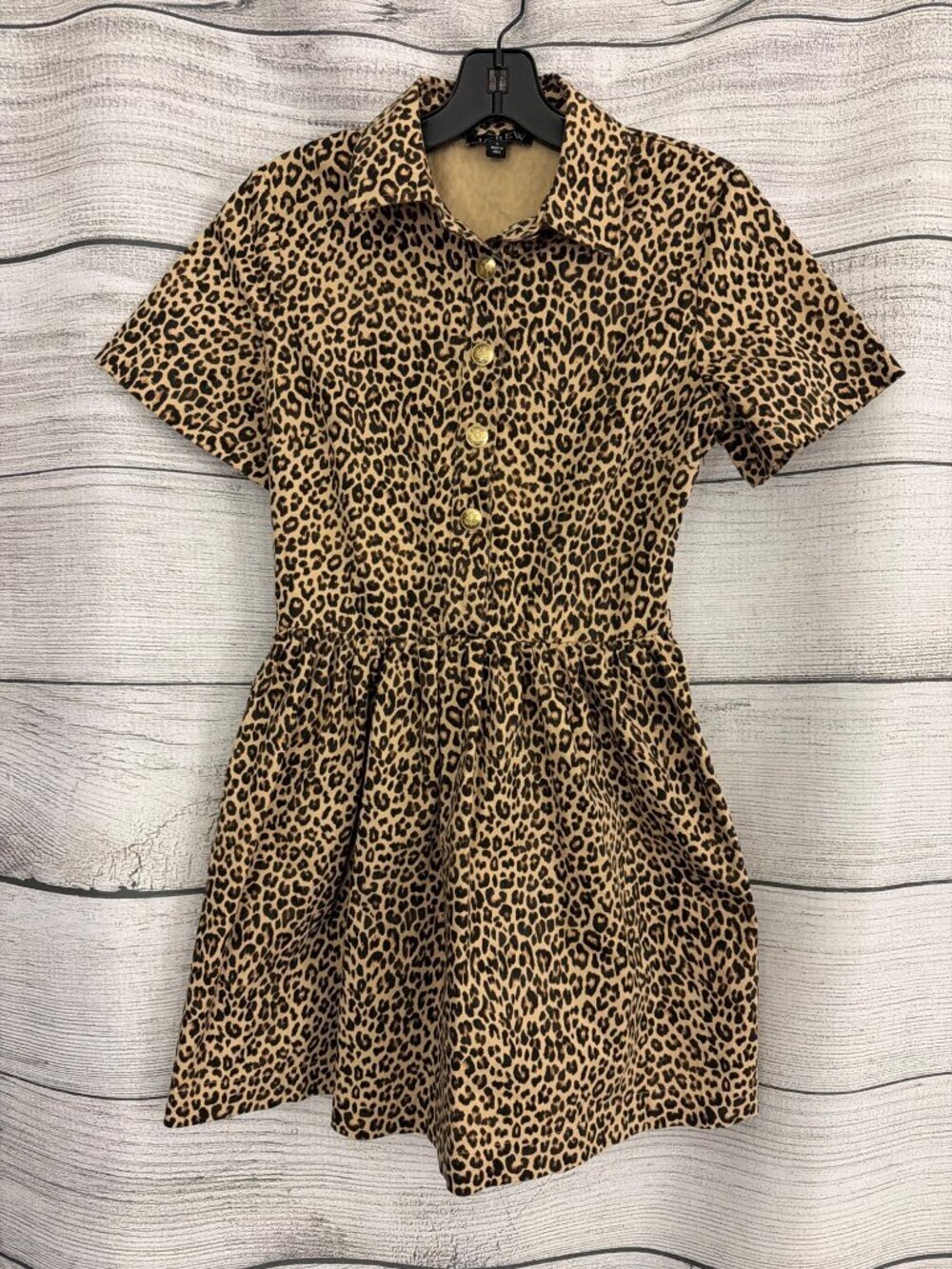 J. Crew A-line Shirt-Dress Leopard Chino Size 2